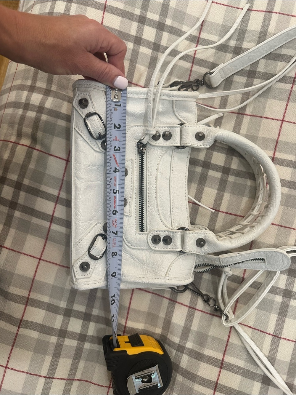 White Leather Top-Handle Mini Bag - Picture 15 of 16